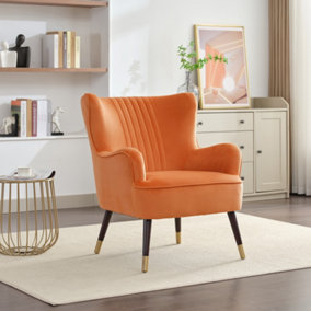 Madison Velvet Fabric Accent Chair - Orange