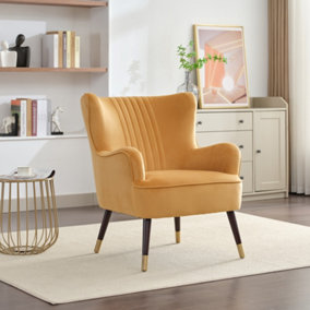 Madison Velvet Fabric Accent Chair - Yellow