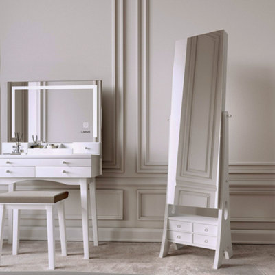 Madison x Nikita White LED Mirror Dressing Table and Mirror Jewellery Cabinet Set