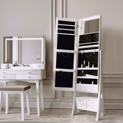 Madison x Nikita White LED Mirror Dressing Table and Mirror Jewellery ...