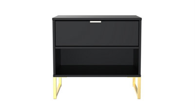 Madrid 1 Drawer 1 Open Bedside in Black Ash (Ready Assembled)