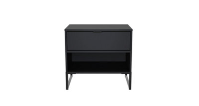 Madrid 1 Drawer 1 Open Bedside in Black Ash (Ready Assembled)