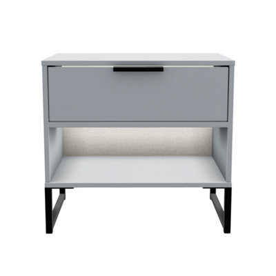 Madrid 1 Drawer 1 Open Bedside in Dusk Grey (Ready Assembled)