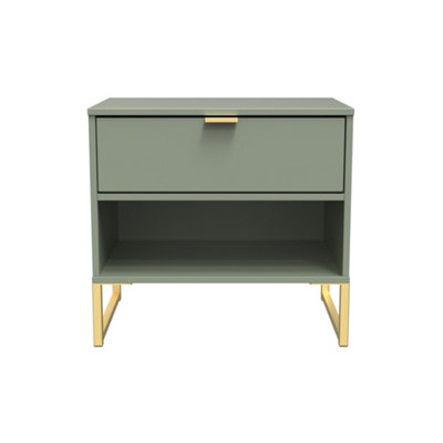 Madrid 1 Drawer 1 Open Bedside in Reed Green (Ready Assembled)