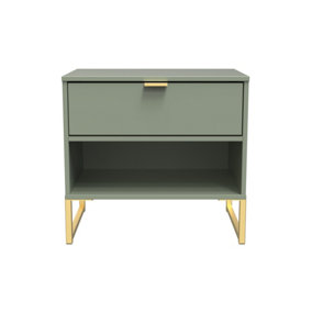 Madrid 1 Drawer 1 Open Bedside in Reed Green (Ready Assembled)