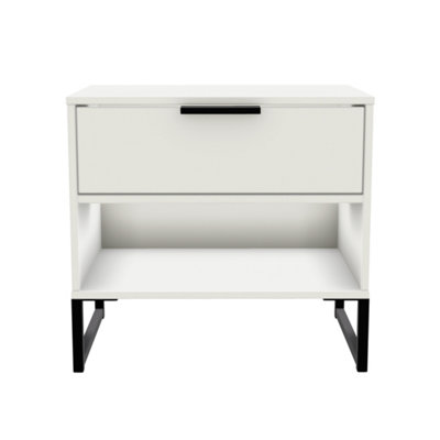 Madrid 1 Drawer 1 Open Bedside in White Matt (Ready Assembled)