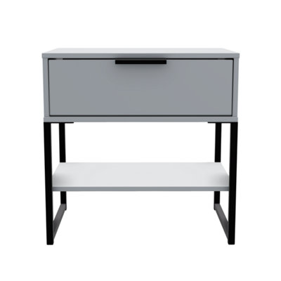 Madrid 1 Drawer Lamp Table in Dusk Grey (Ready Assembled)