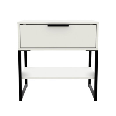 Madrid 1 Drawer Lamp Table in White Matt (Ready Assembled)