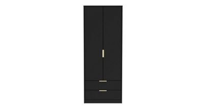 Madrid 2 Door 2 Drawer Wardrobe in Black Ash (Ready Assembled)