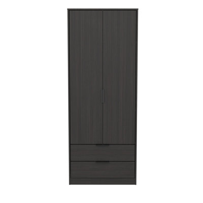 Madrid 2 Door 2 Drawer Wardrobe in Black Ash (Ready Assembled)