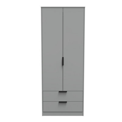 Madrid 2 Door 2 Drawer Wardrobe in Dusk Grey (Ready Assembled)