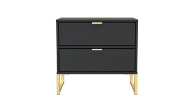 Madrid 2 Drawer Bedside Cabinet    in Black Ash (Ready Assembled)