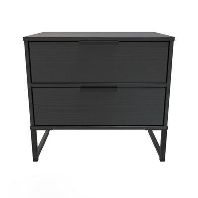 Madrid 2 Drawer Bedside Cabinet    in Black Ash (Ready Assembled)