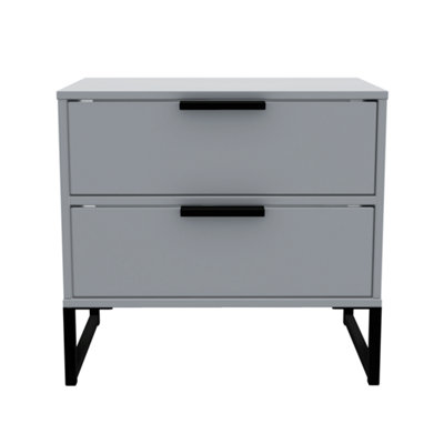 Madrid 2 Drawer Bedside Cabinet    in Dusk Grey (Ready Assembled)