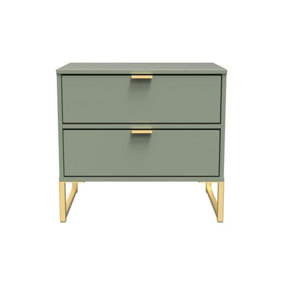 Madrid 2 Drawer Bedside Cabinet    in Reed Green (Ready Assembled)