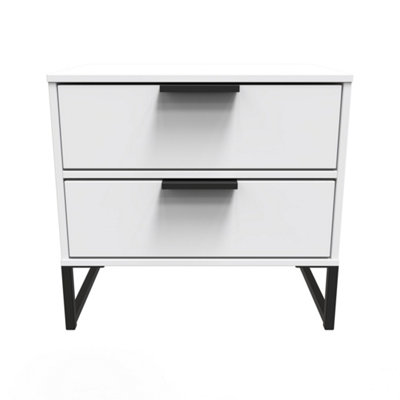 Madrid 2 Drawer Bedside Cabinet    in White Matt (Ready Assembled)