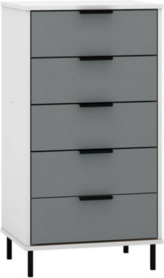 Madrid 5 Drawer Chest of Drawers in Grey and White Gloss Finish