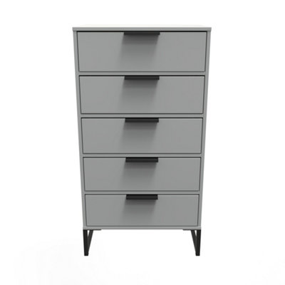 Madrid 5 Drawer Tallboy in Dusk Grey (Ready Assembled)