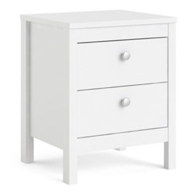 Madrid Bedside Table 2 drawers in White
