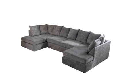 Madrid Chenille Grey Sofa Scatterback U Shape