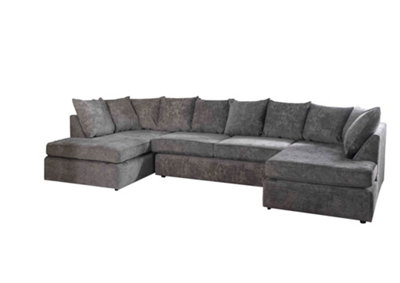 Madrid Chenille Grey Sofa Scatterback U Shape