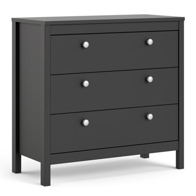 Madrid Chest 3 drawers in Matt Black