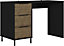 Madrid Computer Desk 3 Drawers in Black with Acacia Effect Finish