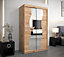 Madrid Contemporary 2 Mirrored Sliding Door Wardrobe 5 Shelves 2 Rails Oak Artisan Effect (H)2000mm (W)1200mm (D)620mm