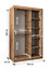 Madrid Contemporary 2 Mirrored Sliding Door Wardrobe 5 Shelves 2 Rails Oak Artisan Effect (H)2000mm (W)1200mm (D)620mm