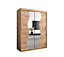 Madrid Contemporary 2 Mirrored Sliding Door Wardrobe 5 Shelves 2 Rails Oak Artisan Effect (H)2000mm (W)1500mm (D)620mm
