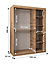 Madrid Contemporary 2 Mirrored Sliding Door Wardrobe 5 Shelves 2 Rails Oak Artisan Effect (H)2000mm (W)1500mm (D)620mm