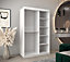 Madrid Contemporary 2 Mirrored Sliding Door Wardrobe 5 Shelves 2 Rails White Matt (H)2000mm (W)1200mm (D)620mm