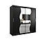 Madrid Contemporary 2 Mirrored Sliding Door Wardrobe 9 Shelves 2 Rails Black Matt (H)2000mm (W)2000mm (D)620mm