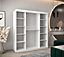 Madrid Contemporary 2 Mirrored Sliding Door Wardrobe 9 Shelves 2 Rails White Matt (H)2000mm (W)1800mm (D)620mm