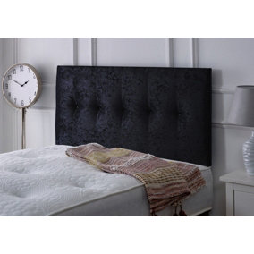 Madrid Crushed Velvet 4ft Small Double 24" Headboard - Black