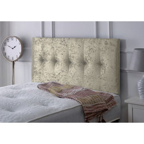 Madrid Crushed Velvet 4ft Small Double 24" Headboard - Cream