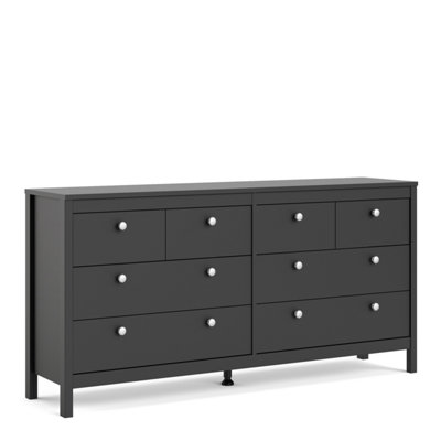 Madrid Double dresser 4+4 drawers in Matt Black