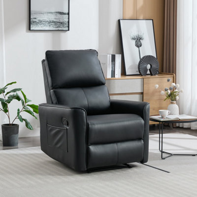 Madrid Manual Recliner Air Leather Chair (Black)
