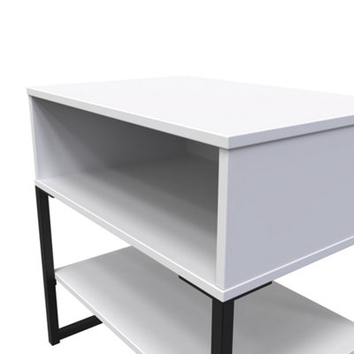 Madrid Open Lamp Table in White Matt (Ready Assembled)