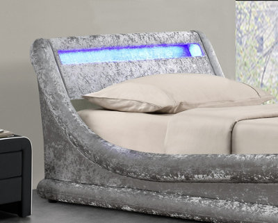 Madrid Silver Crushed Velvet Single 3FT Ottoman Storage Bed Frame ...