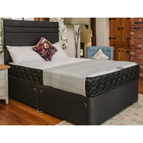 Madrid Special Memory Foam Sprung Divan Bed Set 2FT6 Small Single 2 Drawers Side - Naples Slate