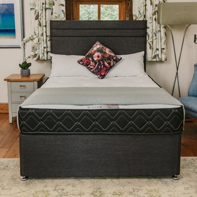 Madrid Special Memory Foam Sprung Divan Bed Set 4FT6 Double 4 Drawers - Naples Slate