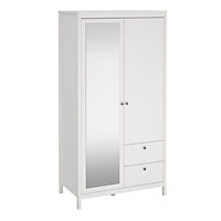 Madrid Wardrobe with 1 door + 1 mirror door + 2 drawers White