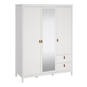 Madrid  Wardrobe with 2 doors + 1 mirror door + 2 drawers White