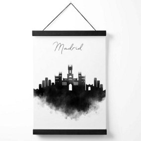 Madrid Watercolour Skyline City Medium Poster with Black Hanger