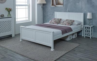 Madrid White 3ft Single Bed Frame - Solid Wood