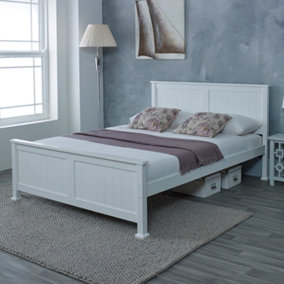Madrid White 4ft Small Double Bed Frame Solid Wood