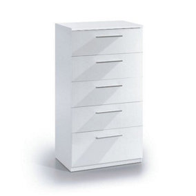 Madrid White Gloss Tall Chest Of Drawers