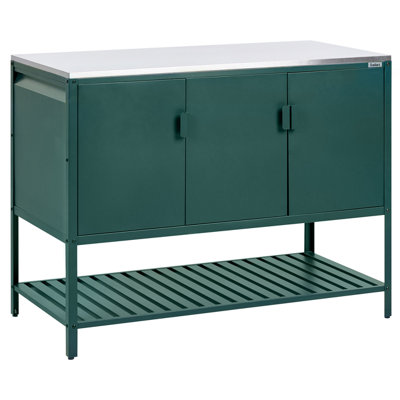 MAENZA 120cm Outdoor Kitchen Cabinet Green Steel BBQ Storage Unit with ...