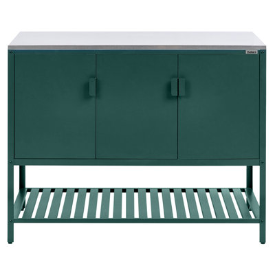 MAENZA 120cm Outdoor Kitchen Cabinet Green Steel BBQ Storage Unit with ...